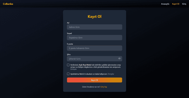 Kayıt Ol & Profilini Oluştur